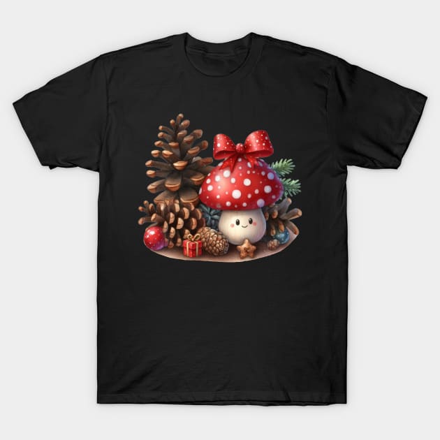 Little Cuties - Christmas Mushroom T-Shirt by CAutumnTrapp